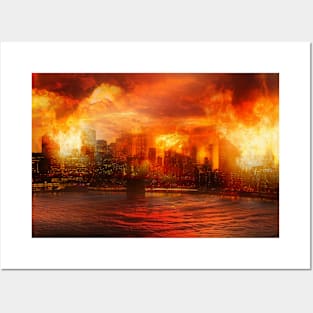 Skyline Under Fire Posters and Art